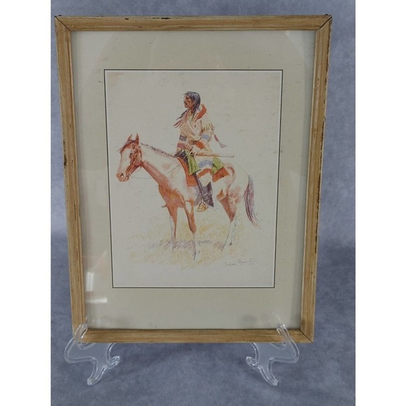 Frederic Remington Other - Vintage Frederic Remington "A Breed" 1956 Color Print Native American Framed